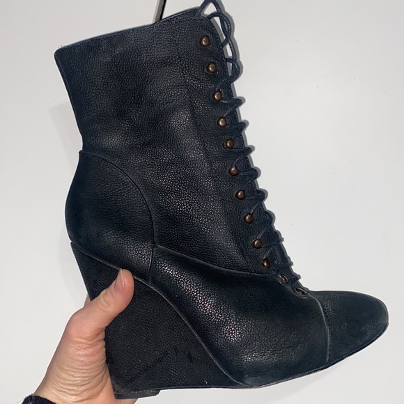 Joie Break On Through Lace-up Wedge Boots - Picture 7 of 12